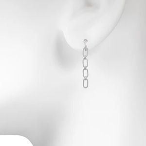 LC Lauren Conrad | Long Link Linear Drop Hoop Earrings Silver Tone NEW WITH TAGS